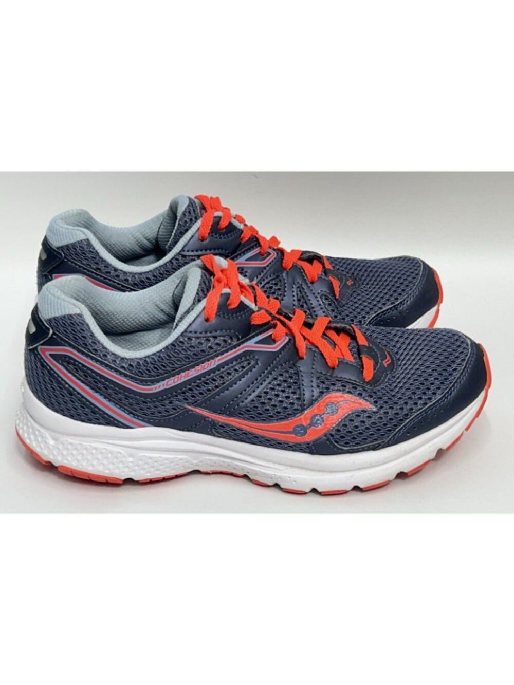 Saucony Cohesion 11 Running Shoe’s Women’s Size 8W Wide Width Grey Orange - Picture 2 of 10